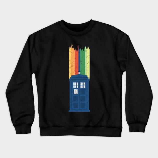 A New Doctor Is In The House - 13th Stripes Blue Police Box 2 Crewneck Sweatshirt by EDDArt